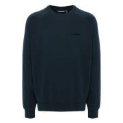 Blå Crew Neck Genser Casual Stil