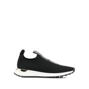 Czarne Sneakersy Slip-on, Casualowe Plaskie Buty