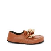 Casual Oransje Skinn Loafers