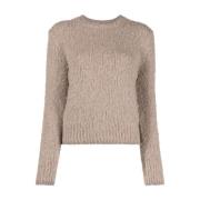 Beige Alpaca Wool Crewneck Sweater