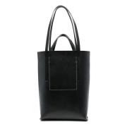 Casual Svart Skinn Tote Bag