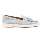 Blå Skinn Loafers Casual Flats