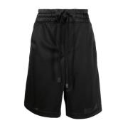 Logo Tape Svart Polyester Nylon Shorts