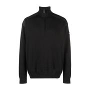 Svart Quarter Zip Sweater Mix Media