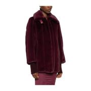 Bordeaux Shearling Kåpe med Glidelås Lukking