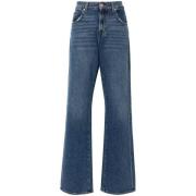 Blå High-Rise Straight Leg Jeans