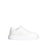 Hvite Strass Logo Sneakers