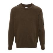 Grønn Lammeull Crewneck Genser