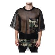 Svart Camouflage Mesh T-skjorte