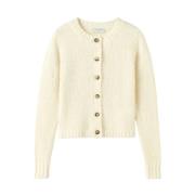 Silke Beige Cardigan med Knapper