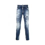 Faded Distressed Skinny Jeans for Menn