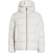 Beige Hette Quiltet Puffer Jakke