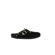 Sorte Studded Semsket Mule Sandaler