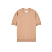 Mørk Beige Ull T-skjorte