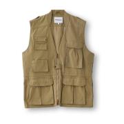 Khaki Grønn V-Hals Glidelås Vest