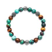 Men’s Wristband with Bali Turquoise, Tiger Eye and Indian Silver