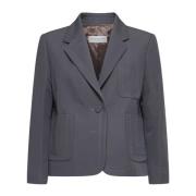 Beige Ullblanding Blazer Jakke