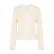 Beige Ull Silke Blandet Cardigan