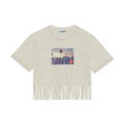 Fringe-Trim Bomull T-skjorte