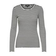 Stripete Crew Neck Tee - Svart