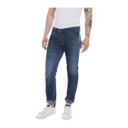 Mørk Blå Straight Fit Jeans