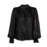 Svart Angora Bluse Topp