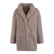 Faux-Fur Lapel Coat med knappelukking