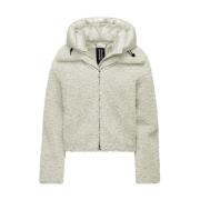 Kort Sherpa Fleece Kåpe med Avtagbar Hette