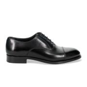 Elegante Svarte Lær Oxfords Sko