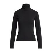 Sort Ribbestrikket Turtleneck Genser