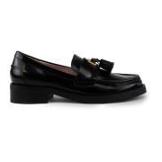 Sort skinn slip-on loafers