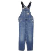 Blå Stone Washed Bib Overall Jeans