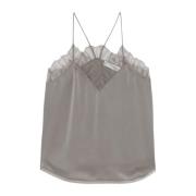 Silke Camisole Blonder Detalj