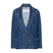 Marineblå Dobbeltspent Denim Blazer