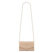 Stilig Beige Skinn Clutch Veske