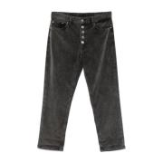 Sort Corduroy Jeans Knappelukking