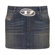 Blå Denim Mini Skjørt Oval D