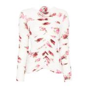 Krem Print Bluse