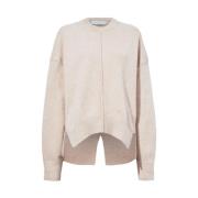 Beige Ullblanding Med Ståkrage Sweater