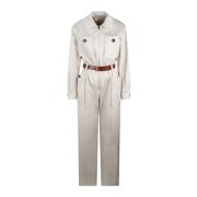 Bomull Twill Jumpsuit med Gullspenne