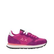 Fuchsia Semskede Sneakers med Dobbel Hvite Lisser