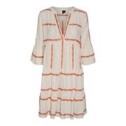 Oransje Vero Moda Vmdicthe 3/4 Stripe Emb Tunic Wvn Ga Kjole