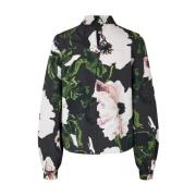 Blomstrete langermet bluse