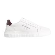 Hvite Casual Skinn Sneakers