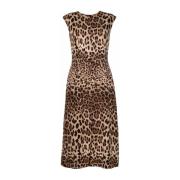 Leopardprint midi-kjole i brunt