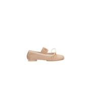 Rosa Flate Sko Ballerina Beige Sateng