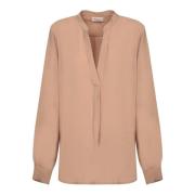 Beige V-Hals Tunika Topp