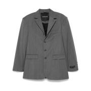 Slate Grey Blazer med Off-Center Knapp