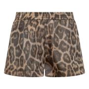 Leopardmønstret Snøring Shorts Brun