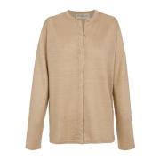 Beige strikket lin cardigan